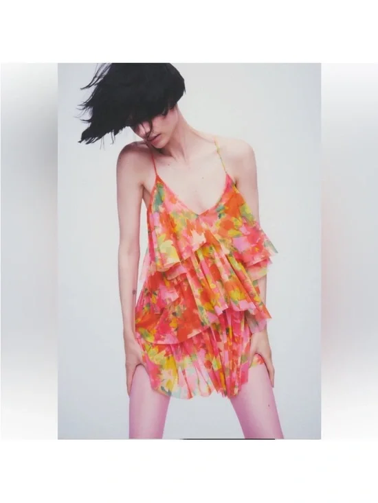 ZARA PRINTED TULLE DRESS - Picture 9 of 14